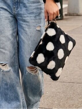 Faux Fur Polka Dot Wristlet Y2K Streetstyle Festival Edgy Boho Girlhoodcore